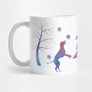 Dalmatian Winter Forest Art With Snowflakes Mug
